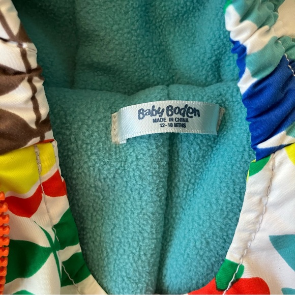 Baby Boden Colorful Floral One Piece Snowsuit Booties Fleece Lined 12-18 - Picture 4 of 13